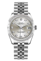 Rolex Datejust 31 Silver Diamond Dial Dome Set With Diamonds Bezel Jubilee Ladies Watch 178344